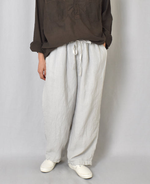 IMDSH2101LPD 60s AUTO LOOM LINEN PLAIN OVERDYE EASY CROPPED PANTS