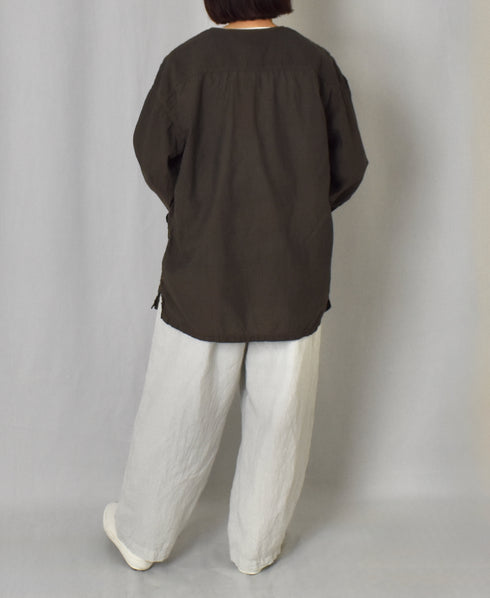 IMDSH2101LPD 60s AUTO LOOM LINEN PLAIN OVERDYE EASY CROPPED PANTS