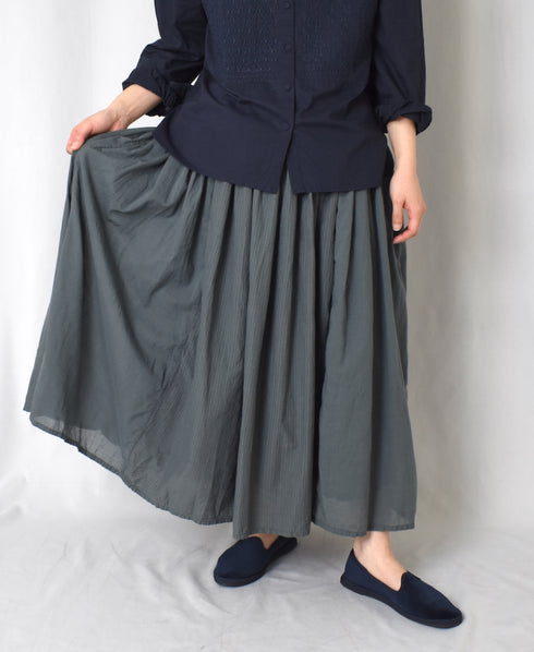 NMDS25236D COTTON & LINEN PATCHWORK RAJASTHAN TUCK GATHERED SKIRT