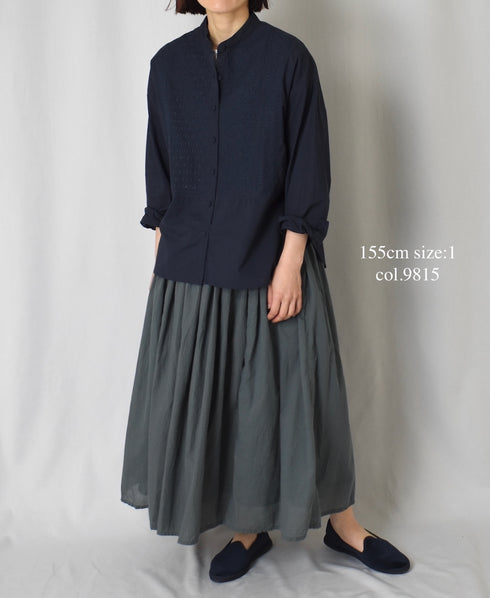 NMDS25236D COTTON & LINEN PATCHWORK RAJASTHAN TUCK GATHERED SKIRT