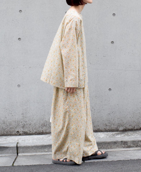INAM2516FD COTTON FLOWER PRINT GATHERED EASY PANTS WITH LINING