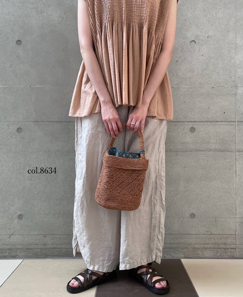 ANMDS2501 RAFFIA ONE HANDLE BARREL BAG