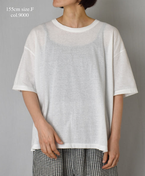 GNSL25052 GEORGETTE JERSEY CREW-NECK T-SHIRT