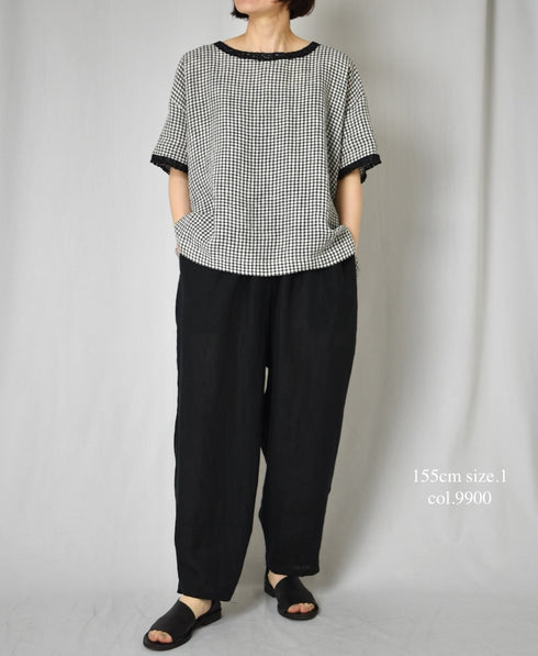 INSL24206 60s LINEN PLAIN EASY PANTS