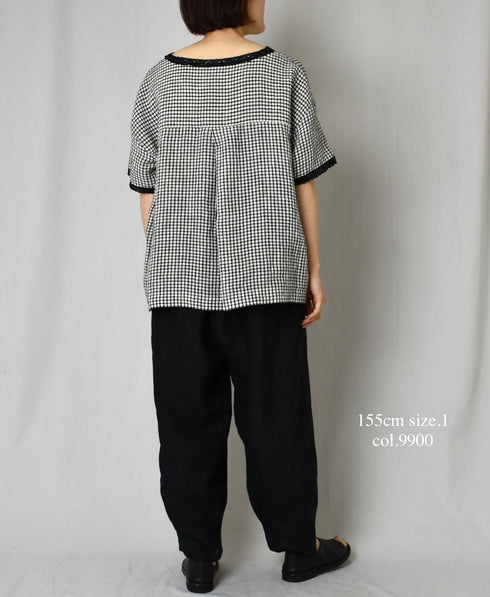 INSL24206 60s LINEN PLAIN EASY PANTS