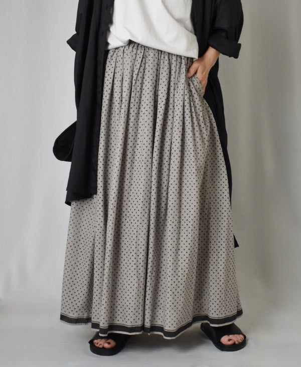 INMDS25105 80s VOILE TRIANGLE BLOCK PRINT GATHERED SKIRT