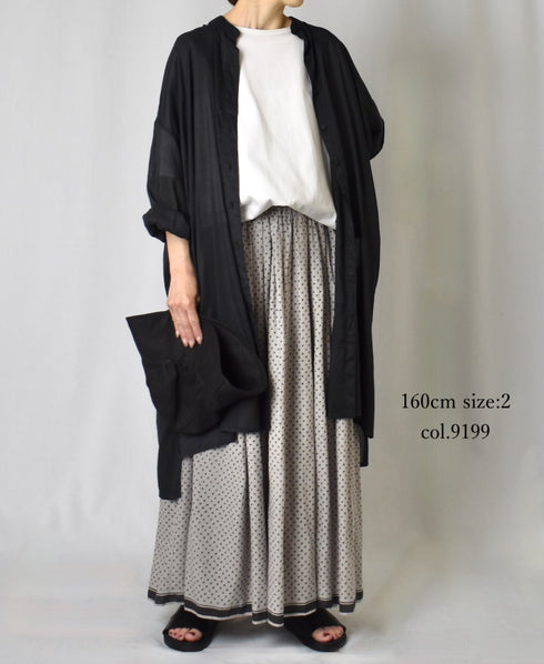 INMDS25105 80s VOILE TRIANGLE BLOCK PRINT GATHERED SKIRT