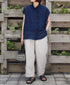 IMDSH2101LPD 60s AUTO LOOM LINEN PLAIN OVERDYE EASY CROPPED PANTS