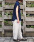 IMDSH2101LPD 60s AUTO LOOM LINEN PLAIN OVERDYE EASY CROPPED PANTS