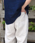 IMDSH2101LPD 60s AUTO LOOM LINEN PLAIN OVERDYE EASY CROPPED PANTS
