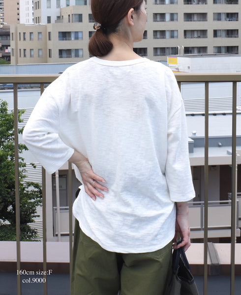 GNSL25041 SLUB VINTAGE CREW-NECK 3/4SL LONG SHIRT