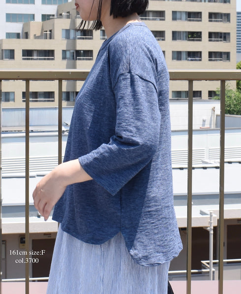 GNSL25041 SLUB VINTAGE CREW-NECK 3/4SL LONG SHIRT