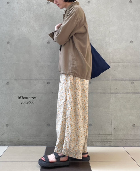 INAM2516FD COTTON FLOWER PRINT GATHERED EASY PANTS WITH LINING
