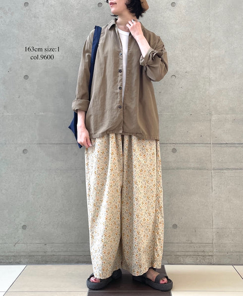 INAM2516FD COTTON FLOWER PRINT GATHERED EASY PANTS WITH LINING