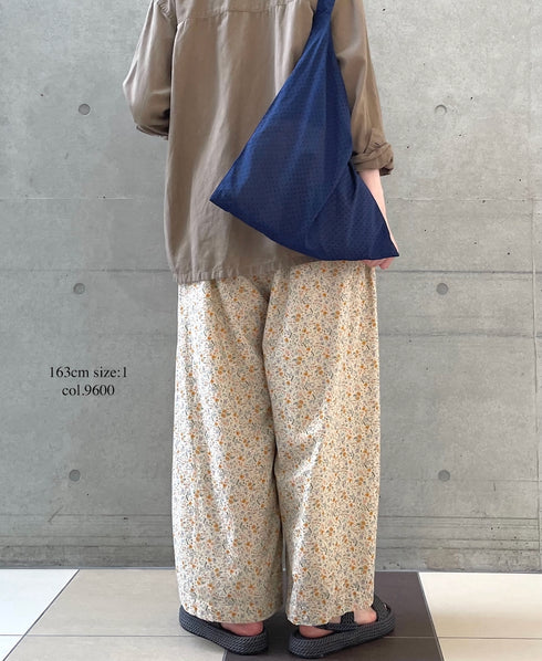 INAM2516FD COTTON FLOWER PRINT GATHERED EASY PANTS WITH LINING