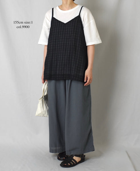 INMDS25083 HANDWOVEN COTTON SILK CHECK 2WAY CAMISOLE