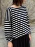 NLA2351 REGULAR STRIPE OVERSIZE L/SL BOAT-NECK BASQUE SHIRT