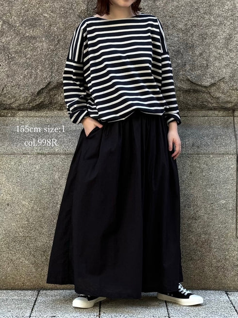 NLA2351 REGULAR STRIPE OVERSIZE L/SL BOAT-NECK BASQUE SHIRT