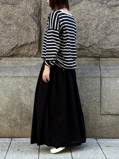 NLA2351 REGULAR STRIPE OVERSIZE L/SL BOAT-NECK BASQUE SHIRT
