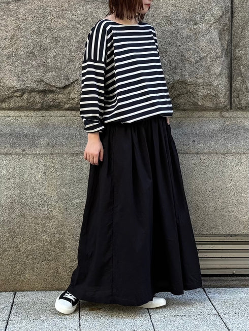 NLA2351 REGULAR STRIPE OVERSIZE L/SL BOAT-NECK BASQUE SHIRT