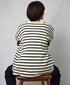 NLA2351 REGULAR STRIPE OVERSIZE L/SL BOAT-NECK BASQUE SHIRT