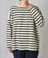 NLA2351 REGULAR STRIPE OVERSIZE L/SL BOAT-NECK BASQUE SHIRT