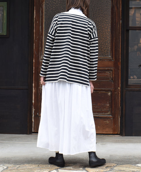 NLA2351 REGULAR STRIPE OVERSIZE L/SL BOAT-NECK BASQUE SHIRT