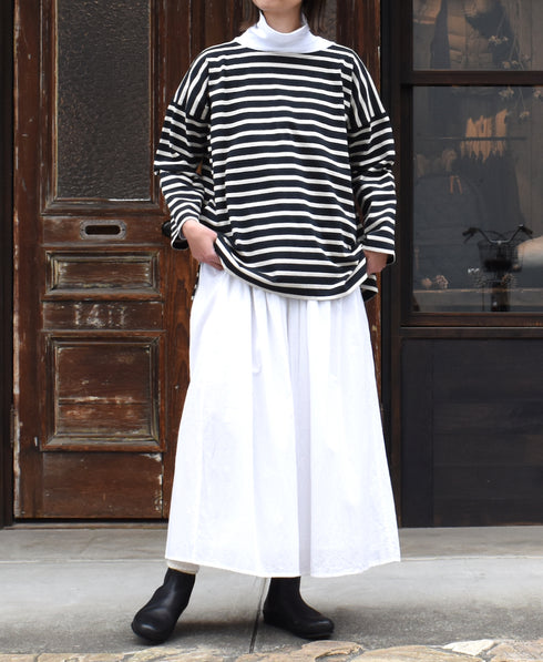NLA2351 REGULAR STRIPE OVERSIZE L/SL BOAT-NECK BASQUE SHIRT