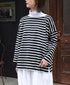NLA2351 REGULAR STRIPE OVERSIZE L/SL BOAT-NECK BASQUE SHIRT