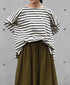 NLA2351 REGULAR STRIPE OVERSIZE L/SL BOAT-NECK BASQUE SHIRT
