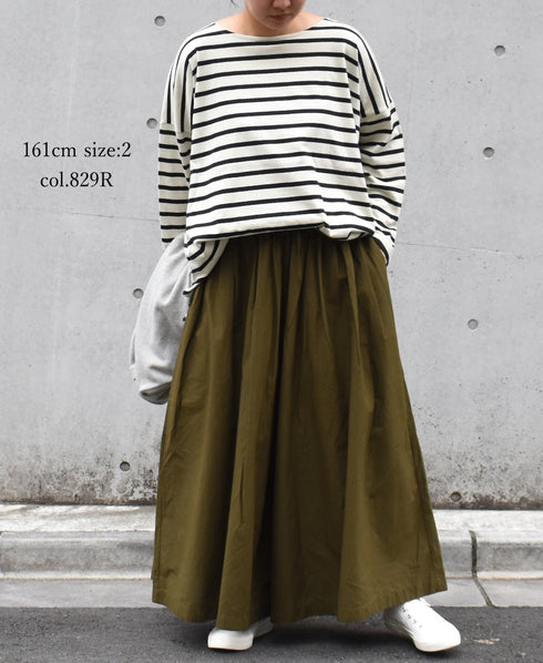 NLA2351 REGULAR STRIPE OVERSIZE L/SL BOAT-NECK BASQUE SHIRT