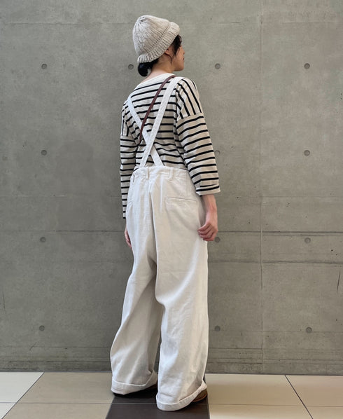 NLA2351 REGULAR STRIPE OVERSIZE L/SL BOAT-NECK BASQUE SHIRT