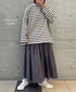 NLA2351 REGULAR STRIPE OVERSIZE L/SL BOAT-NECK BASQUE SHIRT