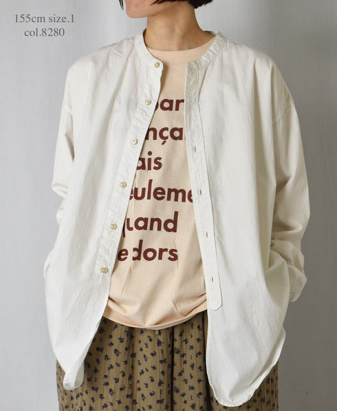 NFA2351P46 4.4oz COTTON JERSEY "JE PARLE" CREW NECK OVERSIZE L/SL T