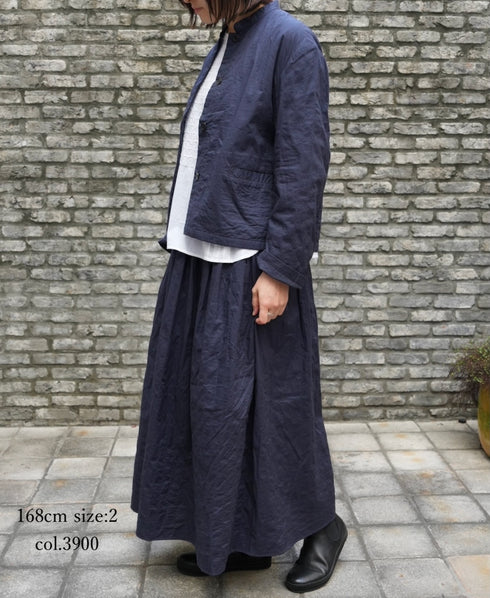 NMDS26213 60s STITCHED ORGANIC CAMBRIC GATHERED SKIRT WITH LINING