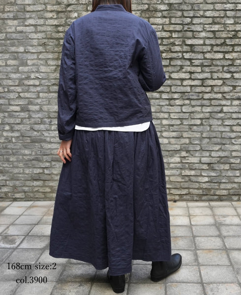 NMDS26213 60s STITCHED ORGANIC CAMBRIC GATHERED SKIRT WITH LINING