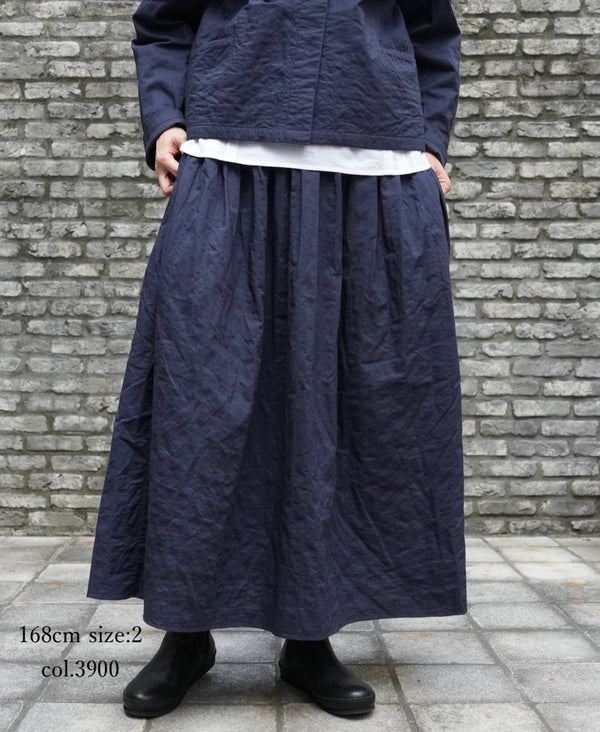 NMDS26213 60s STITCHED ORGANIC CAMBRIC GATHERED SKIRT WITH LINING