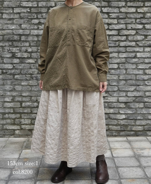 NMDS26213 60s STITCHED ORGANIC CAMBRIC GATHERED SKIRT WITH LINING