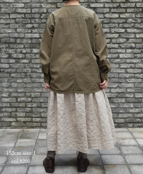 NMDS26213 60s STITCHED ORGANIC CAMBRIC GATHERED SKIRT WITH LINING
