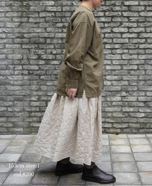 NMDS26213 60s STITCHED ORGANIC CAMBRIC GATHERED SKIRT WITH LINING