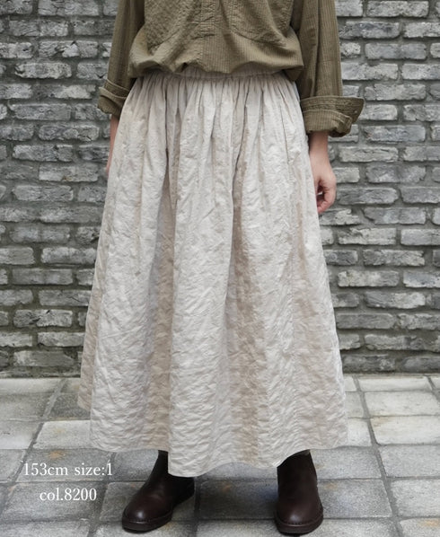 NMDS26213 60s STITCHED ORGANIC CAMBRIC GATHERED SKIRT WITH LINING