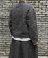 NMDS262119D 60s STITCHED ORGANIC CAMBRIC OVERDYE STAND COLLAR FLY FRONT JACKET