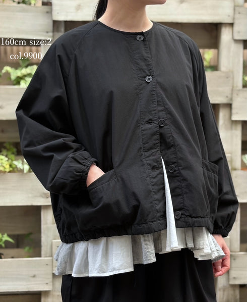 NMDS24633D 40s ORGANIC POPLIN OVERDYE RAGLAN STRING JACKET
