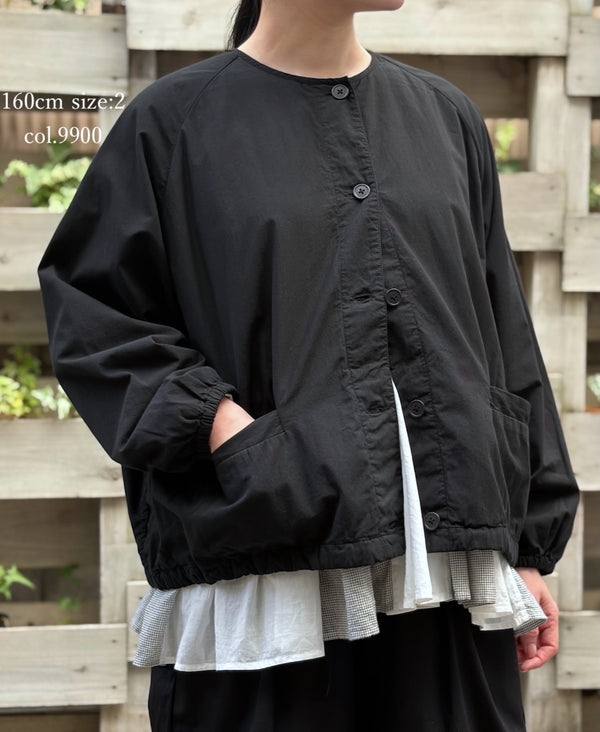 NMDS24633D 40s ORGANIC POPLIN OVERDYE RAGLAN STRING JACKET