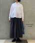NMDS262139D 60s STITCHED ORGANIC CAMBRIC OVERDYE GATHERED SKIRT WITH LINING