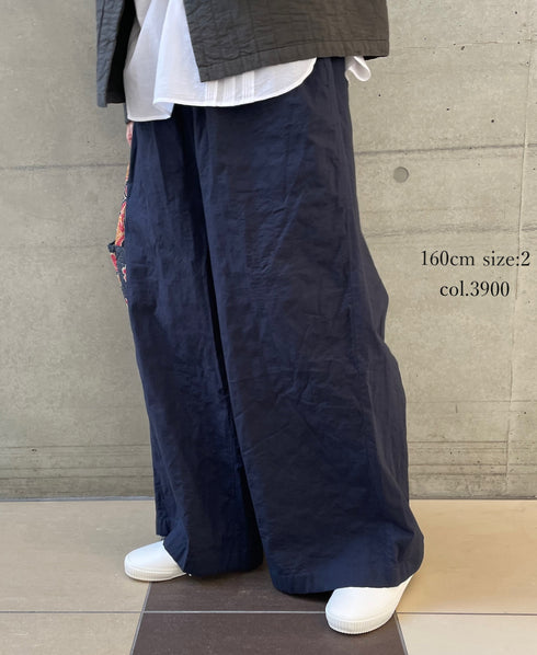 NMDS26212 60s STITCHED ORGANIC CAMBRIC EASY PANTS
