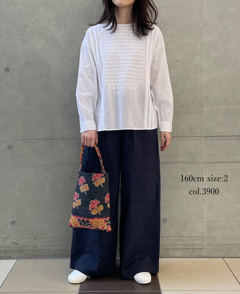 NMDS26212 60s STITCHED ORGANIC CAMBRIC EASY PANTS
