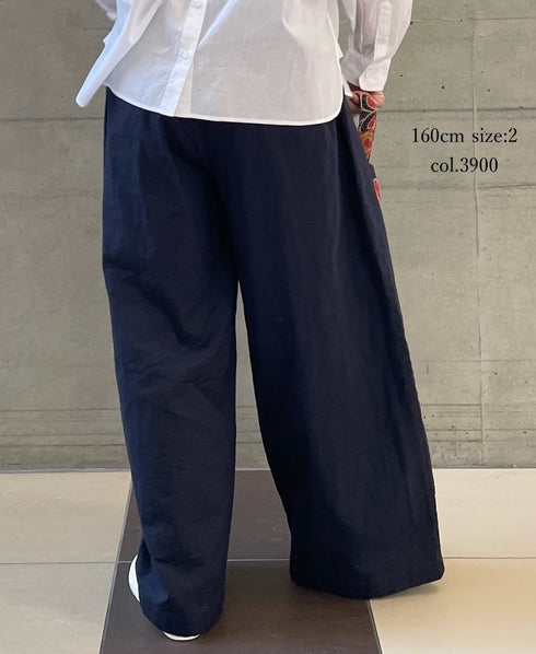 NMDS26212 60s STITCHED ORGANIC CAMBRIC EASY PANTS