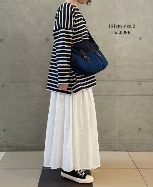 NLA2351 REGULAR STRIPE OVERSIZE L/SL BOAT-NECK BASQUE SHIRT