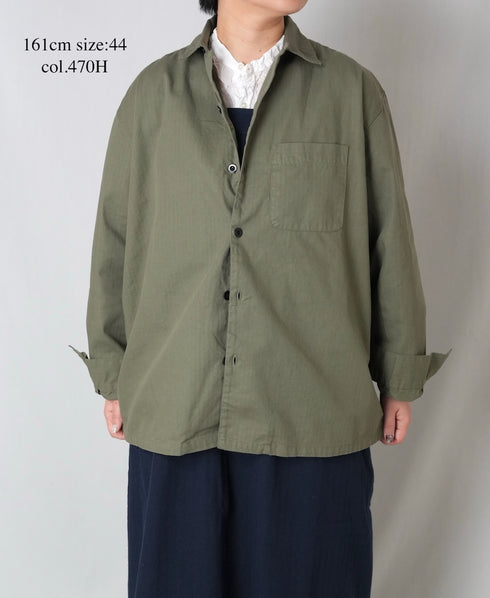 INHT2512CHW COTTON HERRINGBONE WASH ONE-UP COLLAR SHIRT